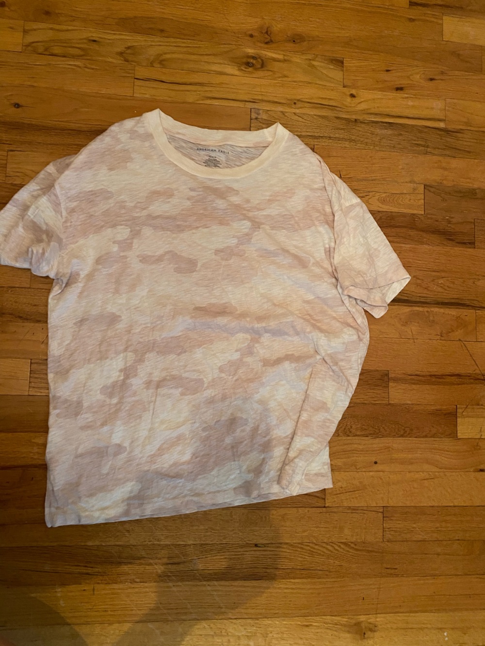 American Eagle Outfitters womans Light Pink Camo Short Sleeve Crewneck